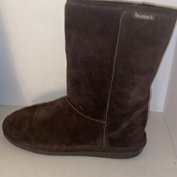 Bear Paw Boots Brown Suede Sheepskin Wool Blend Womens Size 11 - Picture 3 of 14